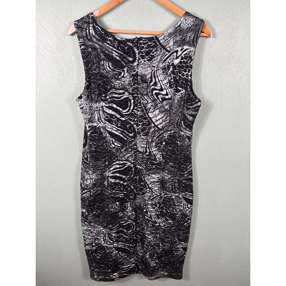 Michael Tyler Women's Size Large Black Animal Print Abstract Casual Office Dress - Picture 2 of 10
